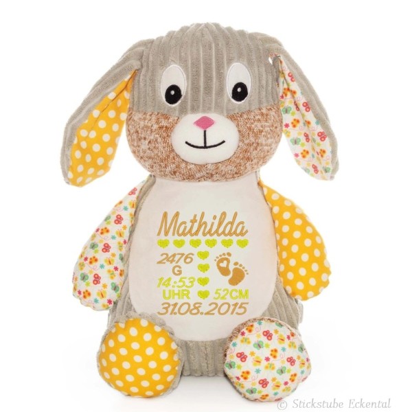 Stofftier Hase bestickt mit Namen